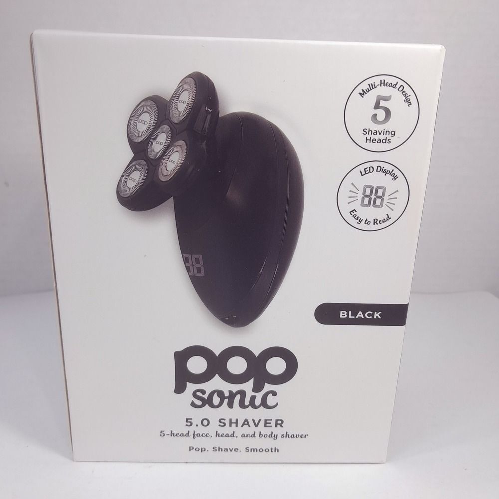 NEW Pop Sonic 5.0 Shaver 5-Head Face Head Body electric razor Rechargeable Black